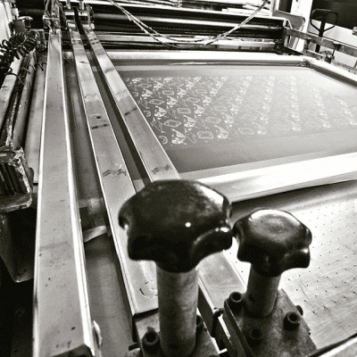 One of three Screen Printing machines in our studio Screen Printing Machine - Water based inks