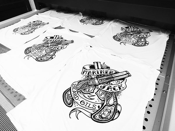 Mariner Jack Flintlock Design Screenprinted onto White T Shirts