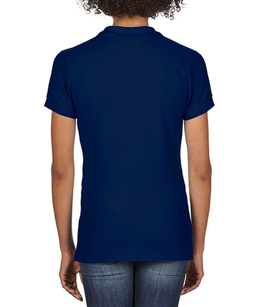 Gildan GD75 Ladies Softstyle Double Pique Polo Shirt (GD64800L) Model Photo Navy Back