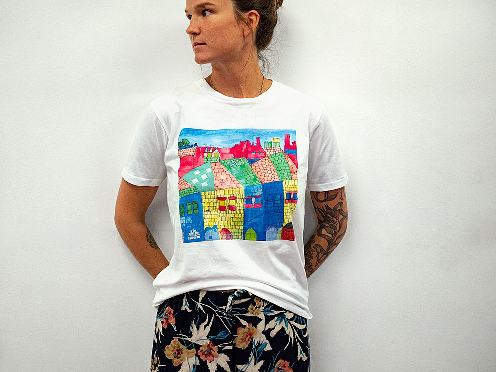 Andre Williams Pekham Rooftops Design on White T Shirts