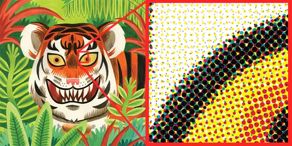 Close up of CMYK dots on Tiger Digital Print