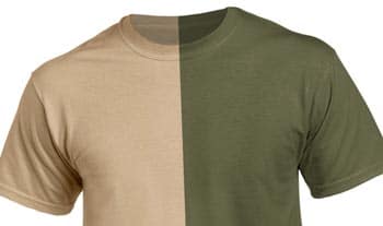 Different colour shades of khaki t shirt