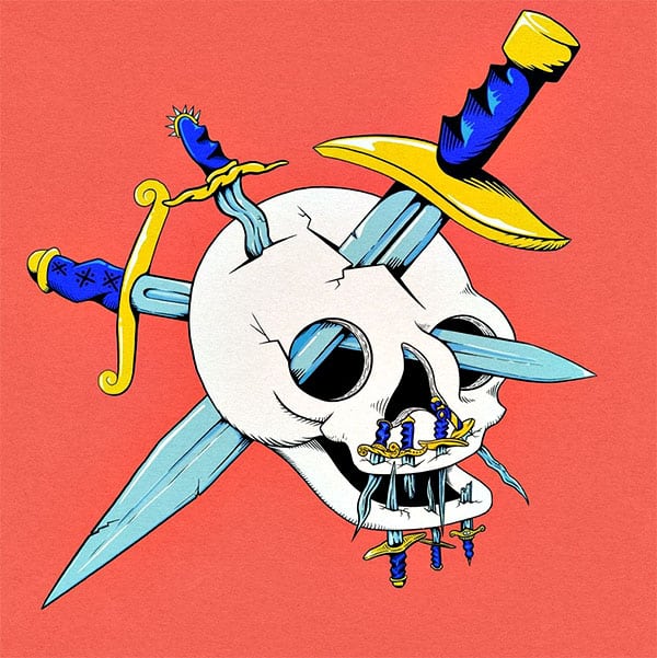 Swords in Skull Illustration by Artist Felix Griffiths